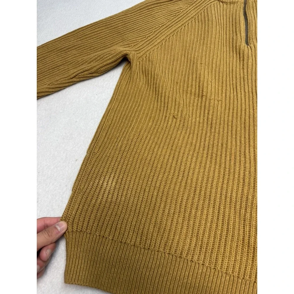 J.Crew Sweater Mens Large Brown 100% Cotton Quarter Zip Mock Neck Pullover
